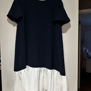 DKNY Navy and White Dress